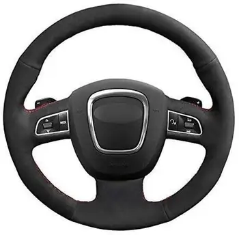 

Car Steering Wheel Cover Custom Made Anti-Slip Hand-Sewing Black Suede Leather DIY for Audi A3 2013 A4 2010 A5 2008-2010 A6 2007