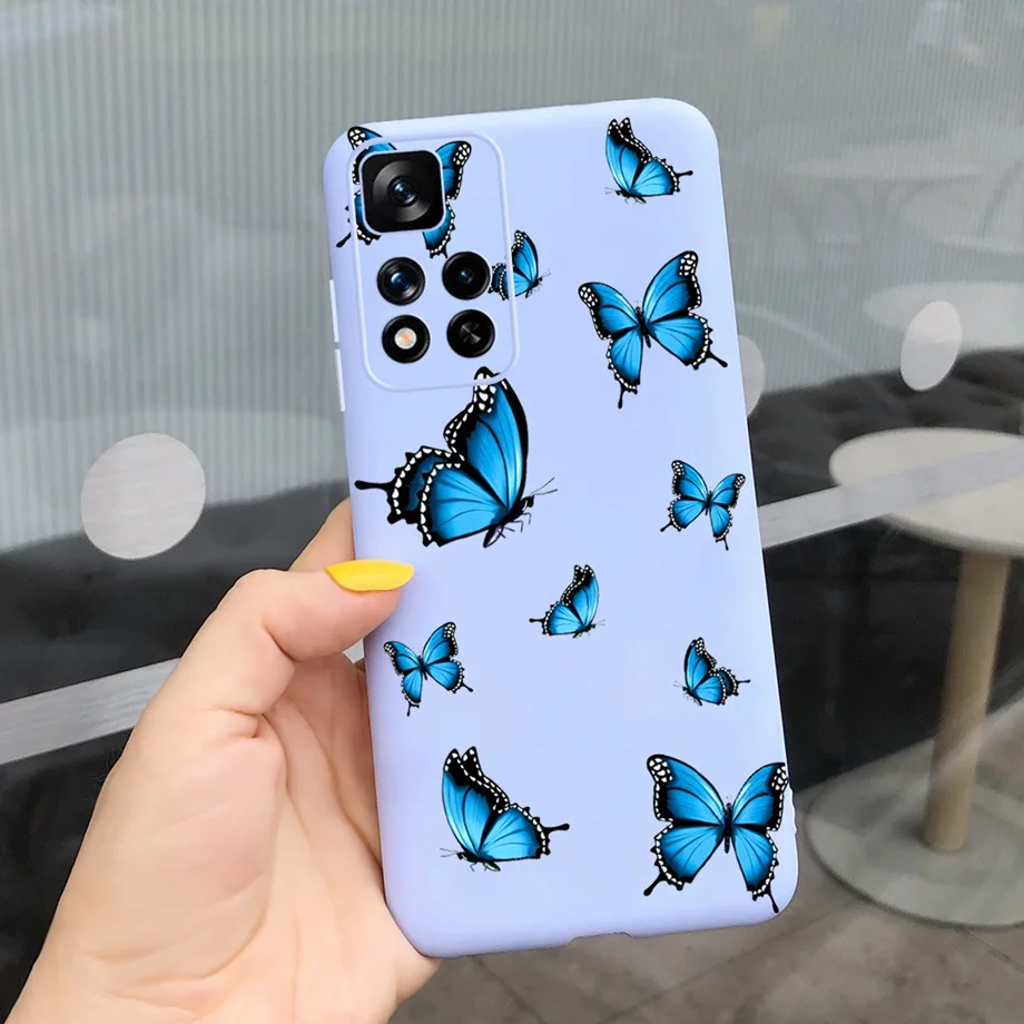 flip cases For Xiaomi Redmi Note 11 China Case 2021 6.6 inch Cute Girl Butterfly Flowers Back Cover For Redmi Note 11 Note11 Soft Silicone phone purse