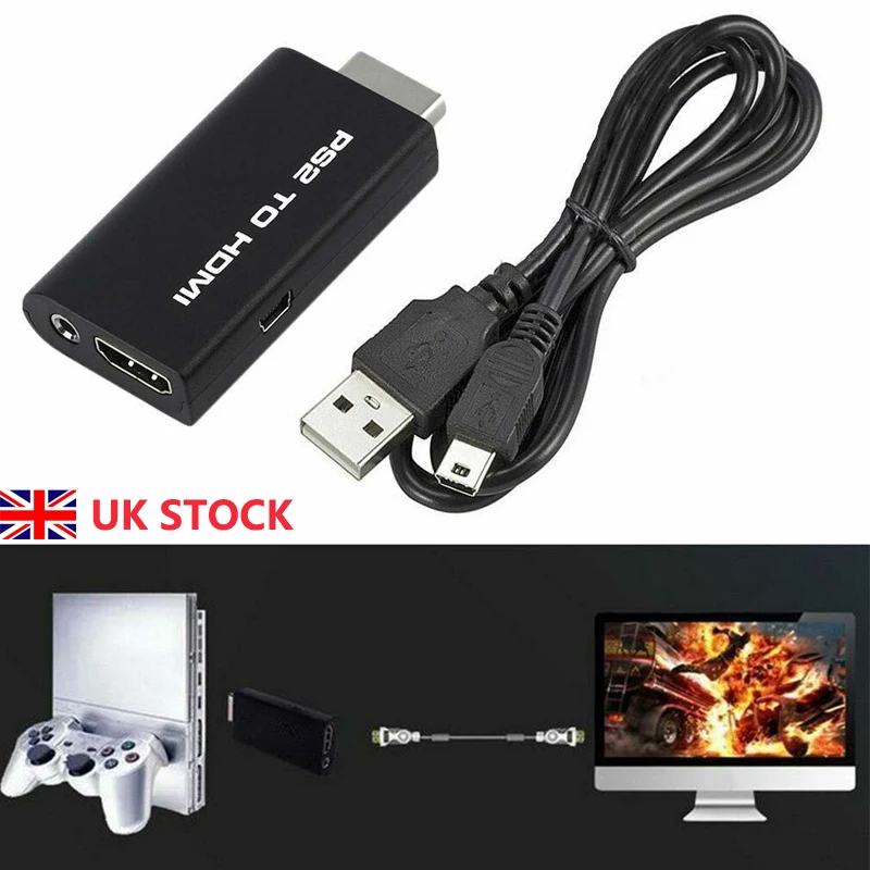 Черный PS2 к HDMI конвертер USB кабель AV адаптер руководство пользователя наборы для HD sony Playstation 2