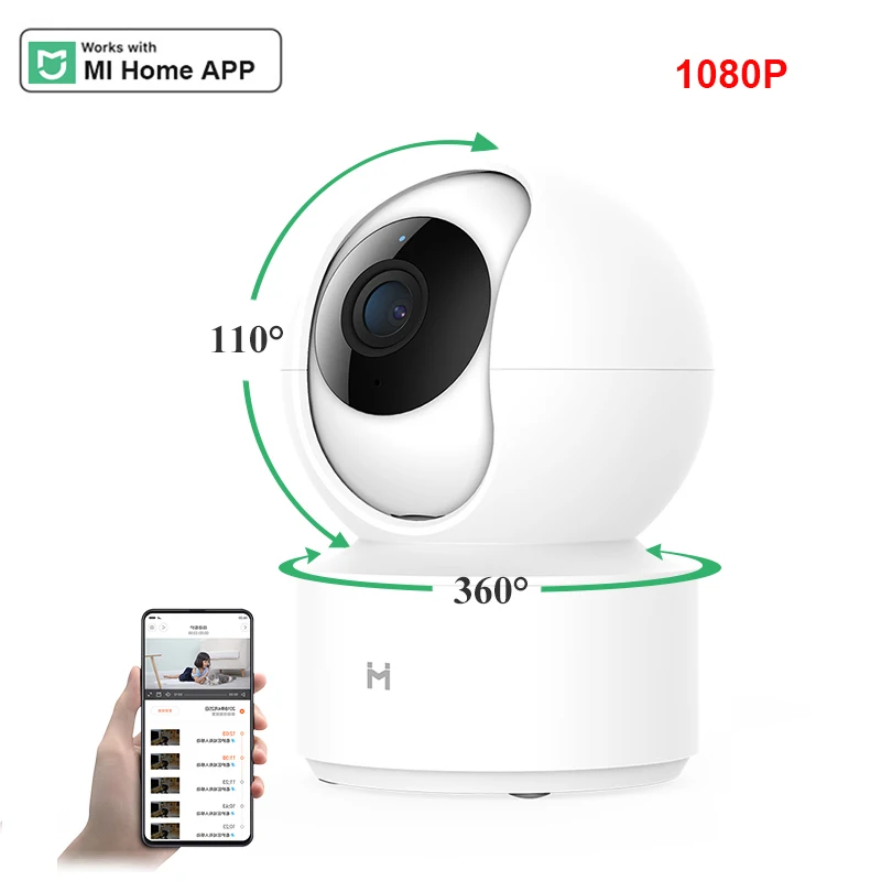 Беспроводная ip камера mi lab с углом обзора 360 градусов 1080P HD Wi Fi панорамирование