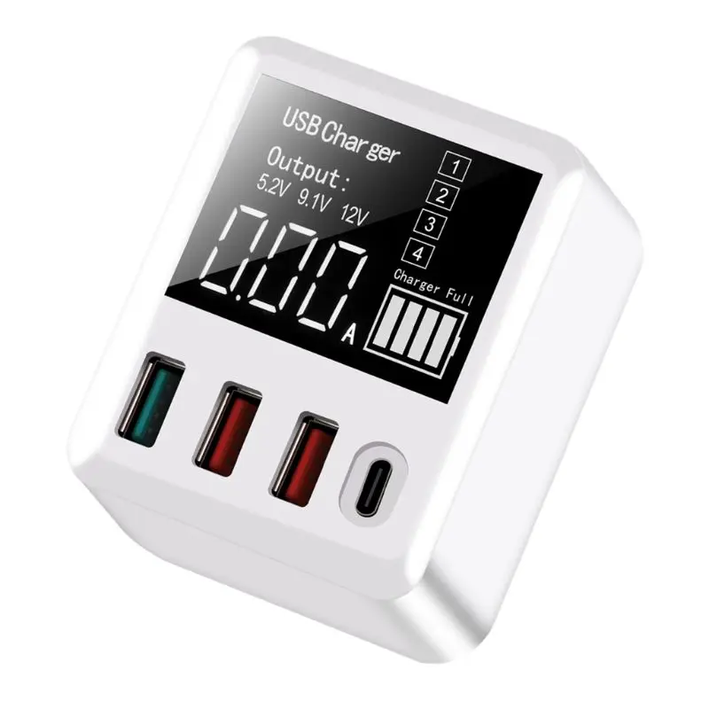 4 порта USB QC3.0 зарядное устройство концентратор Быстрая Зарядка Док-станция с светодиодный экран дисплея для мобильного телефона смартфон планшет ЕС США Великобритания штекер
