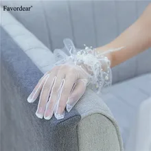 Favordear женские свадебные перчатки с цветком, длиной до запястья, с бисером, с пентаграммой, Свадебные перчатки в Корейском стиле, Вечерние перчатки