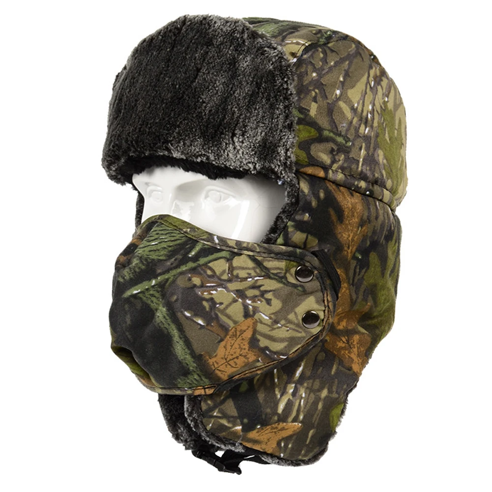 

Unisex Thickening Outdoor Warm Riding Cycling Windproof Protective Skiing Bomber Hat Ear Flap Winter With Mask Camouflage