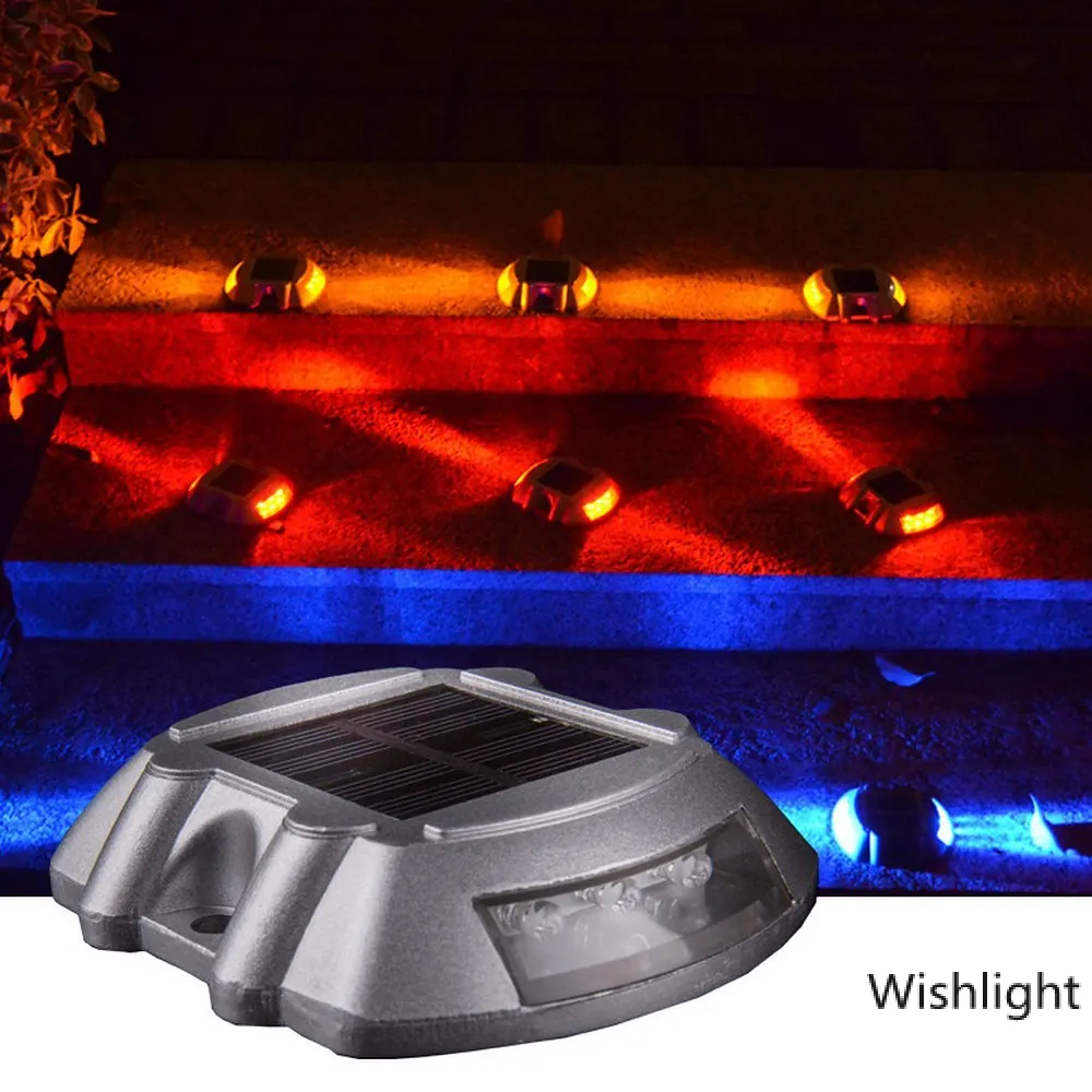 Reflective Road Pavement Marker,Aluminum Road Stud Solar Led Flash High Compressive Strength Outdoor Driveway Dock Garden Floor Lamp 108 98 24 mm Blue
