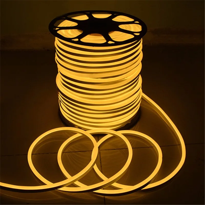 15M LED Neon Light Lamp 2835 LED Flexible Neon Rope Strip Light Waterproof IP67 120LEDs/m led Light Strip with Power Supply 110V