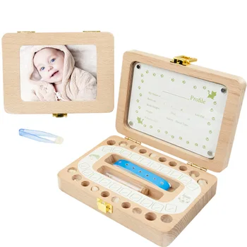 

Tooth house wooden photo frame for boys and girls, baby hair, baby teeth box, children's English and Japanese fetal hair, tooth