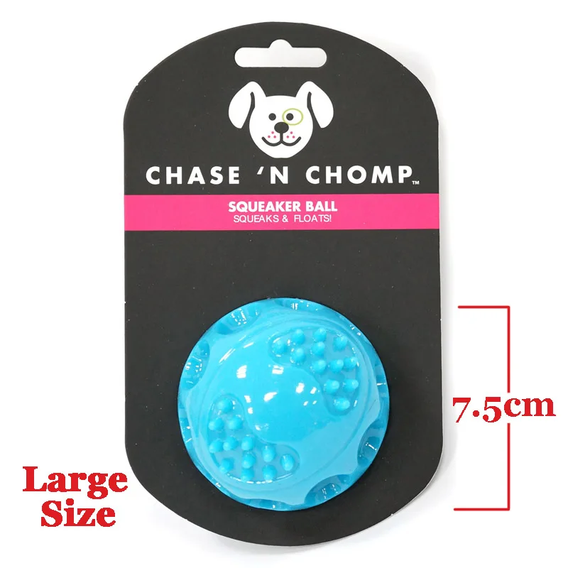Blue Large 7.5cm Собака игрушки для животных упргугий мяч прочный сплавной пружинящая любимчика игрушки пищащие мяч Укус устойчивостью для маленьких больших собак - Цвет: Blue Large 7.5cm