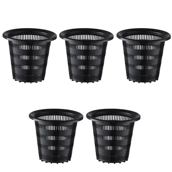 

5Pcs 10 X 10 X 9cm Mesh Pot Net Cup Planting Basket Hydroponic Plant Grow Garden Garden Tools - Green White Black