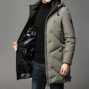 

2020 Winter New Brand Casual Fashion 90% White Duck Down Jacket Long Men Heavy Windbreaker Jacket Bubble Coats Mens Clothes