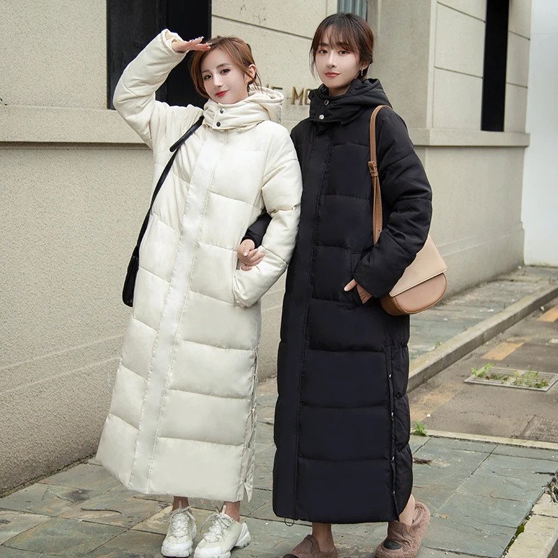 X-Long Parkas Female Winter Solid Plus Size Thick