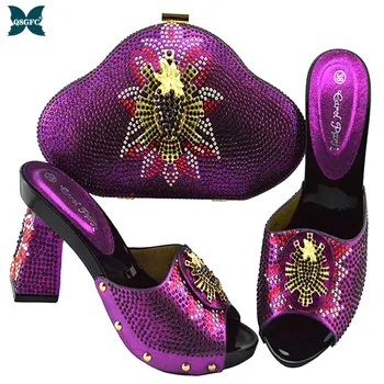 

Latest Italian Purple design Shoe and Bag set In Women Matching Shoes and Bag Set Italian Shoes with Matching Bags for wedding