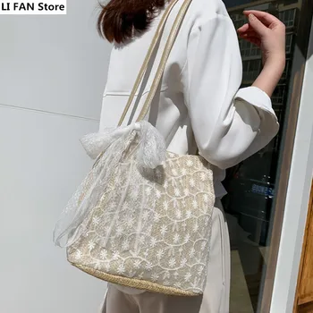 

Straw Bag 2020 New Korean Straw Lace Shoulder Bag Women Large Women's Handbag Summer High-Capacity Tote Bag Beach Bag Female Bag