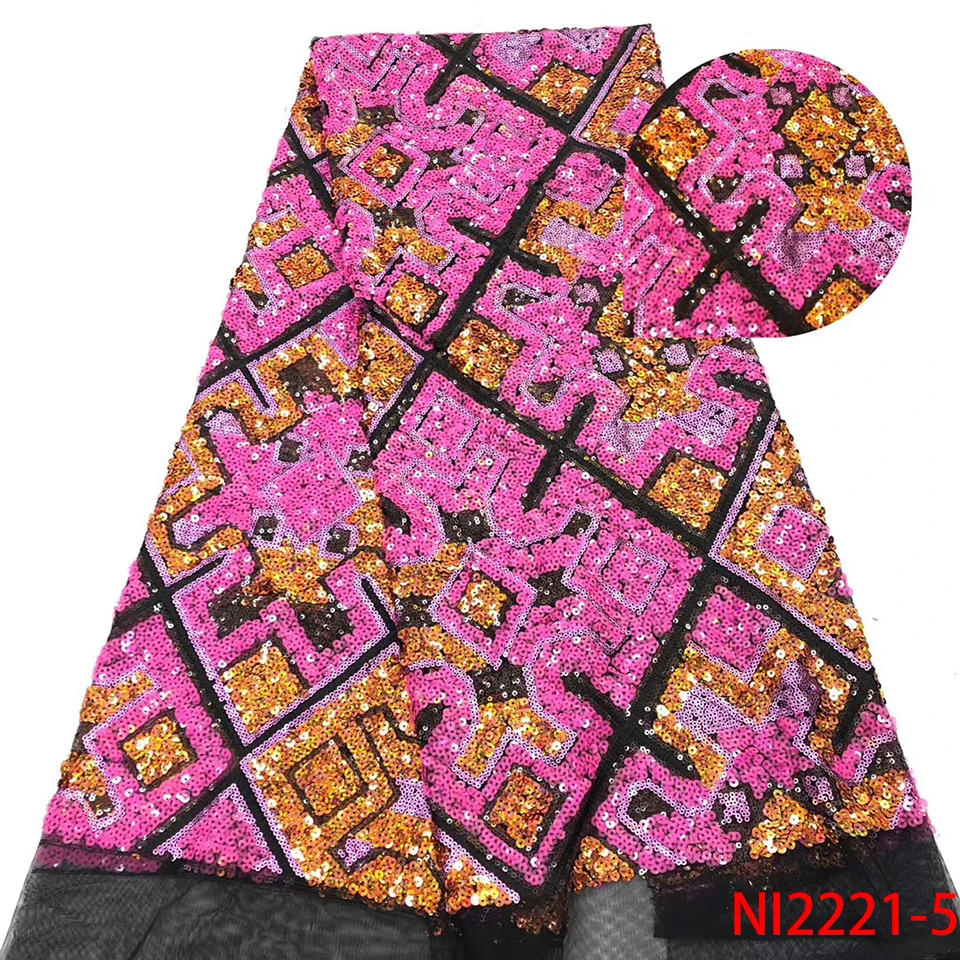 

Pink & Orange Lace New Sequin Lace High Quality Bridal Materials Dresses Fabric Sequence Lace for Nigerian Party Wedding NI2221
