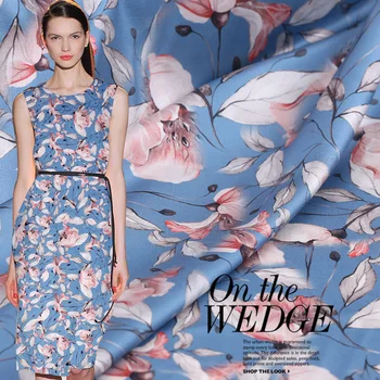 

Custom 2020 Summer Digital Spray /Painting of Mulberry Silk Fabric 19 M / M Stretch Satin Clothing Cheongsam Dress