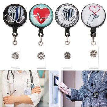 

4pcNew Retractable Nurse Badge Reel HolderNurse ID Lanyard Name Card Badge Holder with Alligator Cli Identity Badge Gift Office