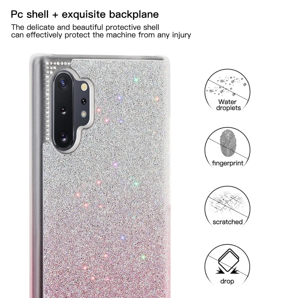 Модный сверкающий блестящий чехол для телефона samsung Galaxy Note 10 Plus порошок блестки Алмазная крышка для Galaxy Note 10 Plus