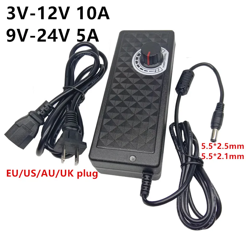 

9V-24V 3V-12V Adjustable Universal AC DC Power Adapter Supply 5A 10A 10V 14V 15V 16V 17V 18V 19V 20V 21V 22V Adaptor switching