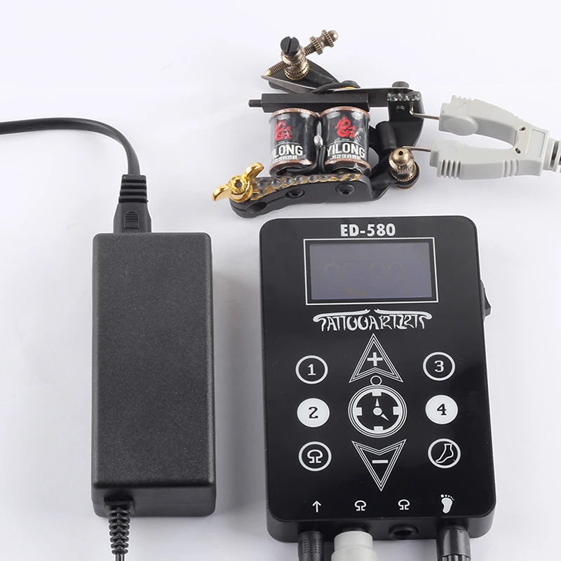 New Superior ED-580 Touch Tattoo Power Supply Black Digital LCD Tattoo Power Supply For Tattoo Machine Kit Free Shipping