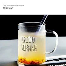 1 шт. милые эко-Стекло чашка для завтрака с ручкой Кофе Чай молоко сок йогурт Творческий доброе утро кружка подарки для вечерние