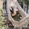 Outdoor Garden Hammock Tassel Canvas Swing Chair Hanging Bed Hiking Camping Hunting Foldable Hammock Photo Props 1