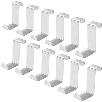 

12 Pcs Single Over Door Hanger Hooks Behind Back of Door stainless steel Storage Hanger Hooks Kitchen Cabinet Clothes