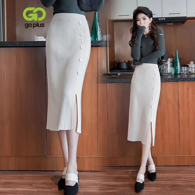 

GOPLUS Women's Elegant Long Dress Formal Sexy Tight Buttocks Fashion New 2020 Autumn Plus Size High Waist Thickened Lady Skirts