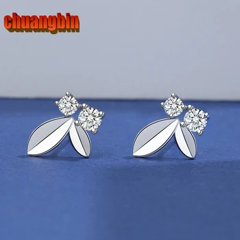 

Popular Jewelry S925 sterling silver 2020 new zircon ladies ears OL Korean fashion small leaf earrings Studs silverware
