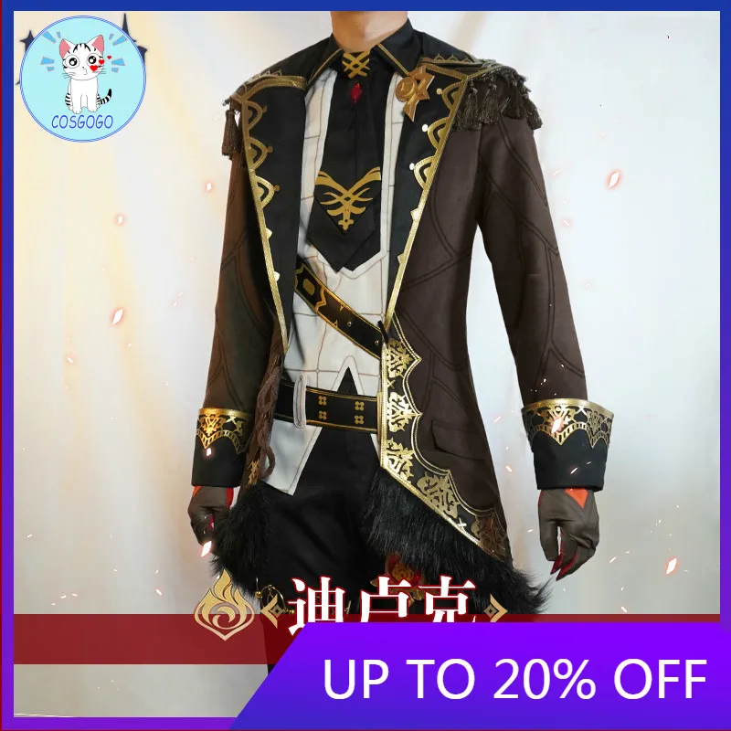 

COSGOGO Genshin Impact Diluc Game Suit Handsome Gorgeous Uniform Cosplay Costume Halloween Carnival Party Outfit For Men
