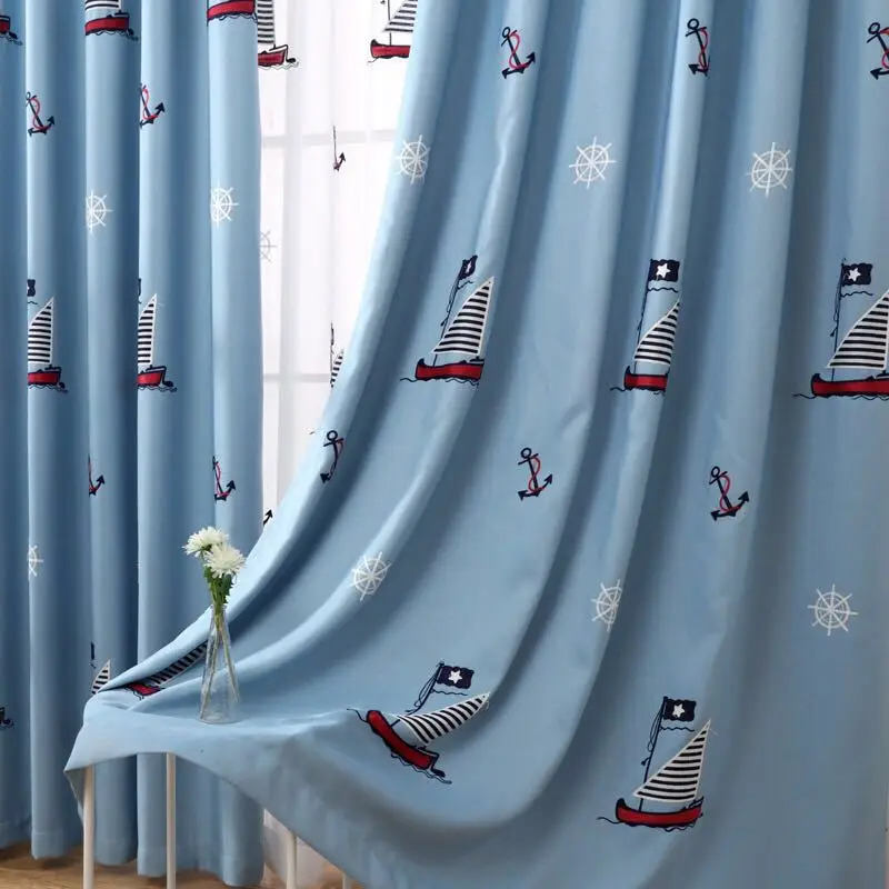 Custom Made Bedroom Children Window Curtain Blue Boy Kids Curtains And Tulle For Living Room Blackout Embroidered Curtain 2