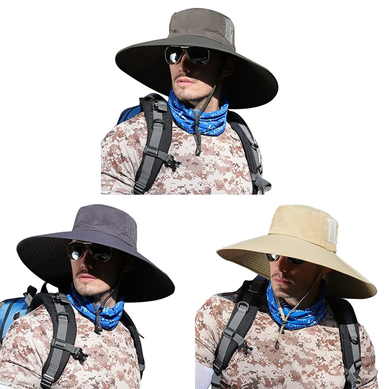 

Hot UV Protection Bucket Hat Lightweight Practical Quick Drying Breathable Sun Shade Outdoor Climbing Fisherman Cap Chin String