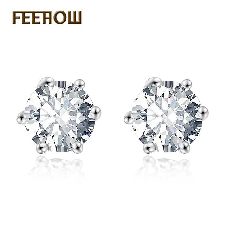 FEEHOW новые модные круглые серьги-гвоздики с фианитами для женщин свадебные