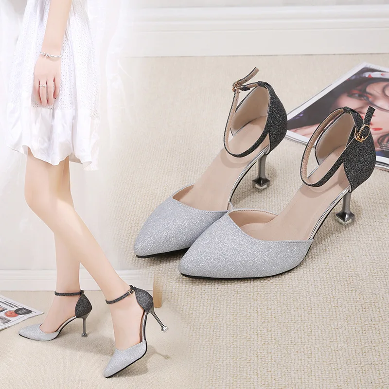 

Korean-style 2019 Spring And Summer New Style Fine High Heel Shoes Versatile A- line Buckled Pointed WOMEN'S Shoes Business Sexy