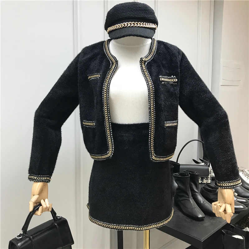ALPHALMODA, весеннее модное шерстяное короткое пальто+ юбка с высокой талией, двухсекционный костюм для женщин, элегантный тонкий наряд, комплект с юбкой