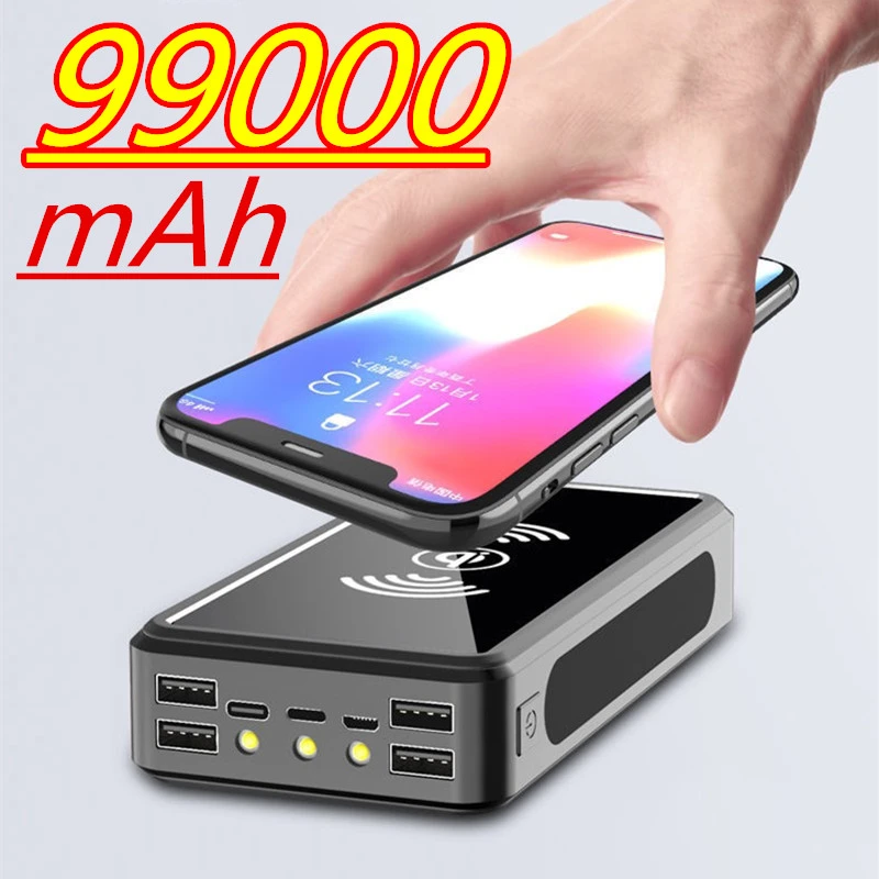 type c power bank 2021 new 99000mAh wireless solar power bank fast charger for iPhone 12 13 12Pro 13Pro Max mobile phone external battery power bank 10000mah