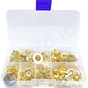 

3.2/4.2/5.2/6.2/8.2/10mm Crimp Terminals kit Cable Wire Naked Connector Copper Circular Splice Golden Brass ring Non-insulated