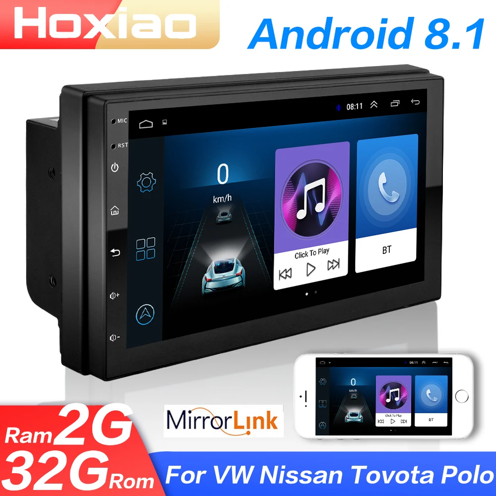 Автомобильный мультимедийный плеер 2 din Android 8 1 GPS Wifi DAB FM Bluetooth 7 дюймов USB без DVD