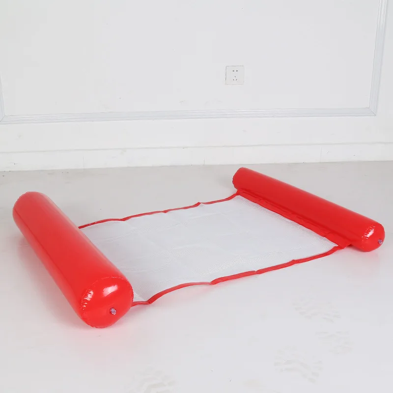 Надувной гамак с сеткой складной двойной спинкой Поплавок воды развлечений lounge плавающая кровать диван - Цвет: Красный