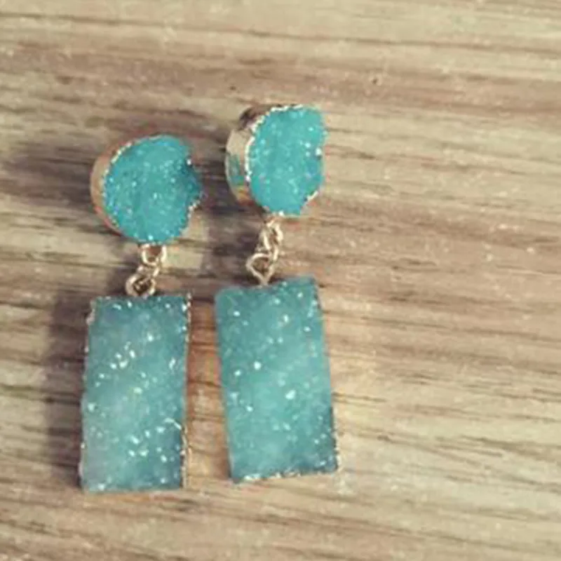 Bijoux Geometric Wedding Druzy Resin Earrings Drop Earrings For Women Jewelry Statement Pendientes Mujer Moda 2019 Ohrringe (17)