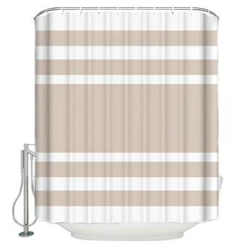 

Shower Curtain Waterproof Polyester Fabric Shower Curtain Orange Geometric Stripe