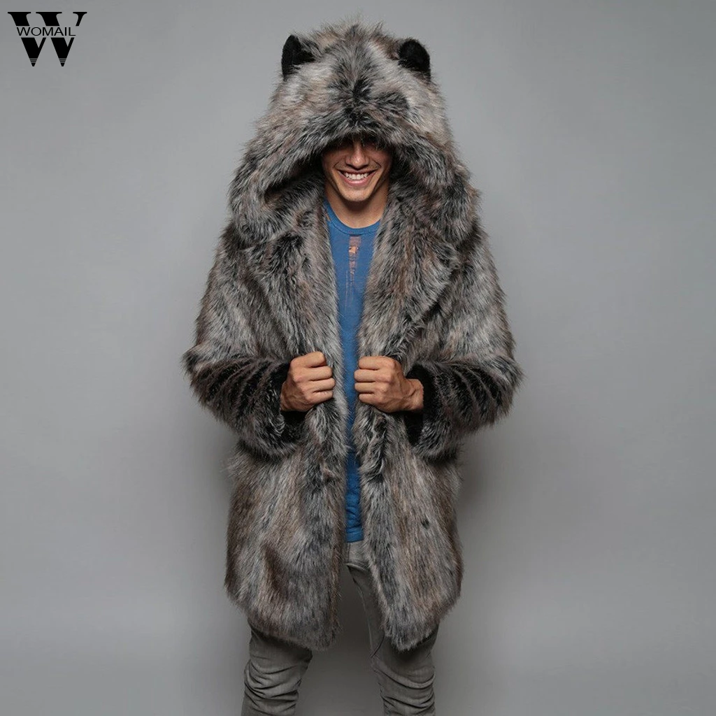 

Womail Jacket Fashion Mens Warm Thick Coat Jacket Faux Fur Parka Outwear Cardigan Overcoat men's coat 20190817
