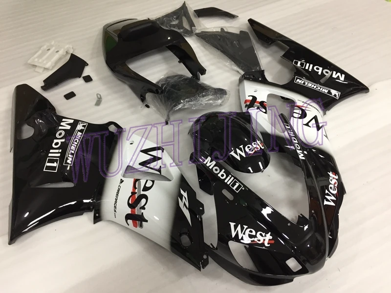 INJECTION mold Кузов YZF R1 1999 комплект обтекателей для YAMAHA YZFR1 98 черный и белый West Обтекатели для YAMAHA YZFR1 1998-1999 - Цвет: INJECTION mold