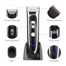 Перезаряжаемые машинка для стрижки волос, быстрая зарядка, машинка для стрижки волос для Для мужчин машинка для стрижки бороды и усов; с светодиодный Дисплей для стрижки волос набор Керамика лезвия для бритья 35D