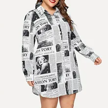 Модное женское платье для костюма, женское платье с газетным принтом, элегантное офисное женское платье-блейзер с длинным рукавом, женское осеннее Мини платье для вечеринки