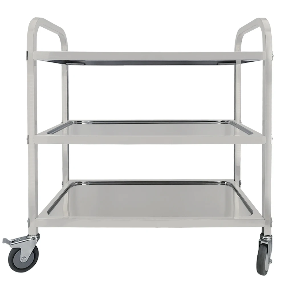 

Trolley Cart With Four Wheels Stainless Steel Storage Trolley with PVC Wheels for Catering Hotel Restaurant