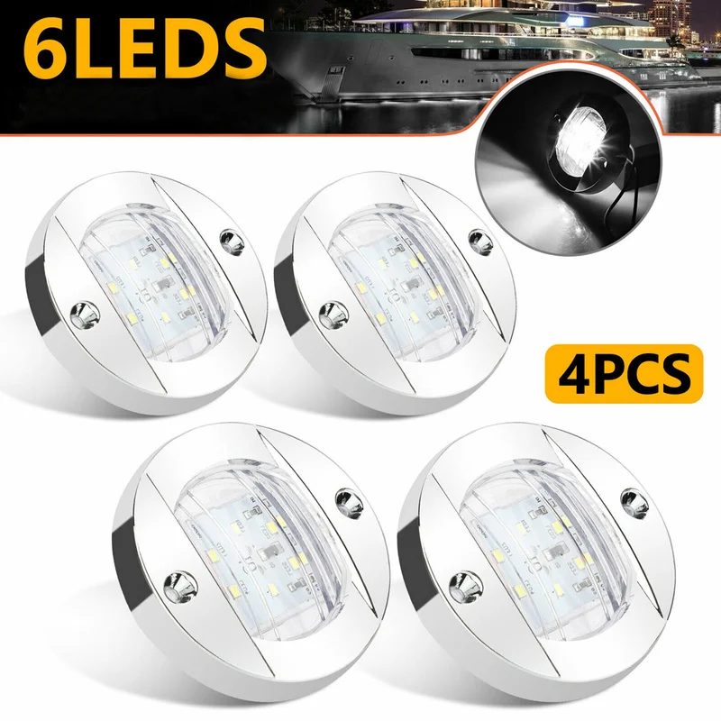 

4 шт. 12 В Круглая подсветка для морской лодки, светодиодная подвесная кабина, подвесное освещение, водонепроницаемая универсальная подсветка, аксессуары для интерьера светло-голубого/белого цвета