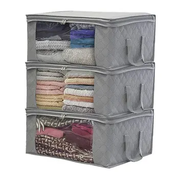 

Storage Bag Large Capacity Reinforced Handle Upgrade Fabric for Clothes Comforters Bedding Breathable Foldable Closet Organizer