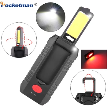 

COB LED Magnetic Work Light Car Garage Mechanic Home Rechargeable Torch Lamp with White red light 4 mode built-in battery