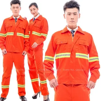 

Men Workshop Uniforms Auto Car Repair Coveralls Assanation Cleaner Workwear Women Long Sleeve Reflective Sets Firemen Outfits