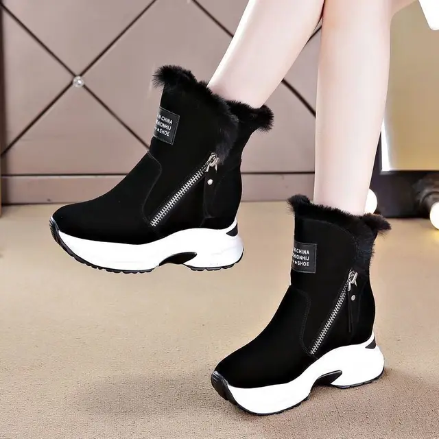 Snow Boots Women s 2021 New Winter Boots High Plush Warm Shoes Large Size Easy to Wear Girls White Zipper Shoes Women s Boots