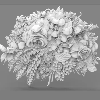 

Bouquet roses 3d relief STL format model used for cnc artcam router engraving carving design file